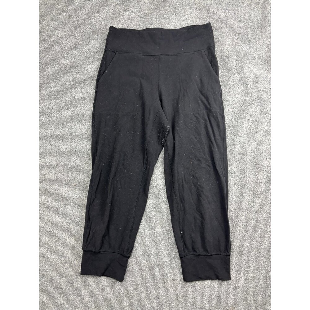 Lululemon Pants Womens 8‎ Black Cropped Jogger High Rise Pockets Athleisure Yoga
